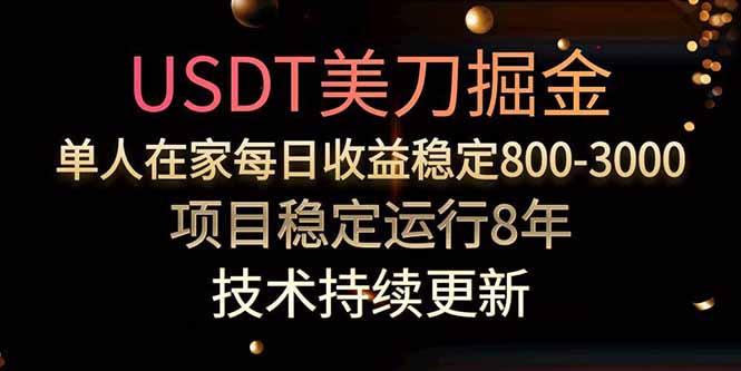 USDT美刀掘金，单人每日收益800-3000，稳定运行8年-网创吧