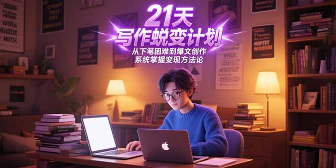 21天写作蜕变计划，从下笔困难到爆文创作，系统掌握变现方法论-网创吧