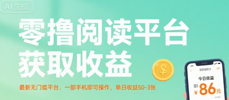 零撸阅读平台获取收益，最新无门槛平台，一部手机即可操作，单日收益50-3张【揭秘】-网创吧