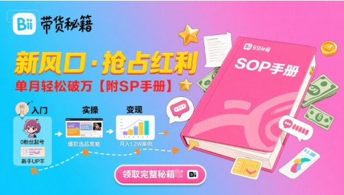 B站哔哩哔哩带货秘籍，新风口，抢占红利，单月轻松破万【附SOP手册】-网创吧