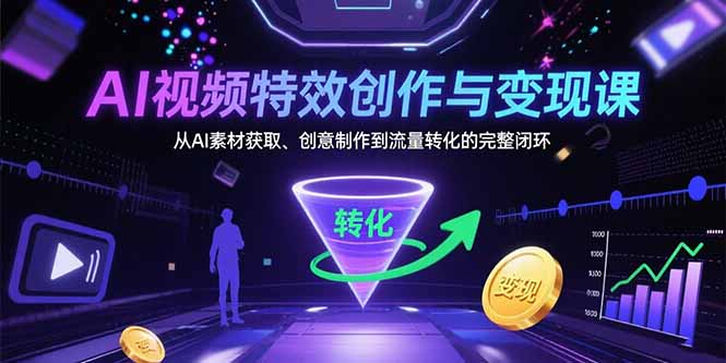 AI视频特效创作与变现课：从AI素材获取、创意制作到流量转化的完整闭环-网创吧