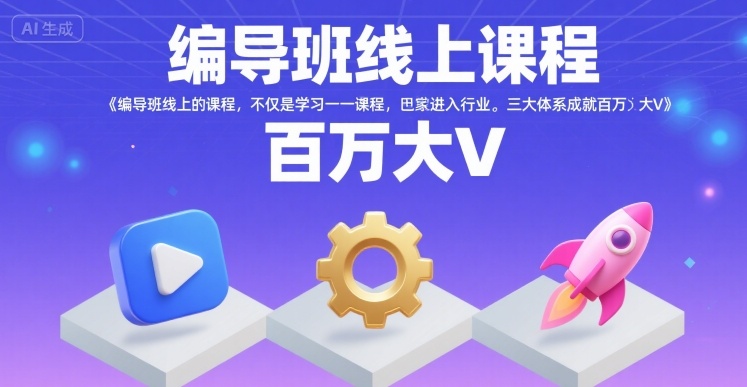 编导班线上课程，不仅是学习一门课程，更是进入一个行业，三大体系成就百万大V-网创吧