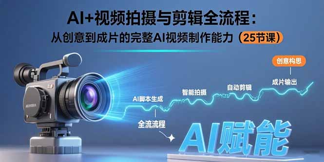 AI+视频拍摄与剪辑全流程：从创意到成片的完整AI视频制作能力(25节课-网创吧