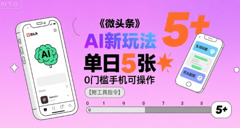 微头条AI新玩法，小白单日5张+，0门槛手机可操作【附工具指令】-网创吧