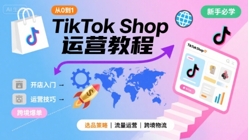 TikTok Shop从0到1运营教程，TikTok跨境电商新手必学课程-网创吧