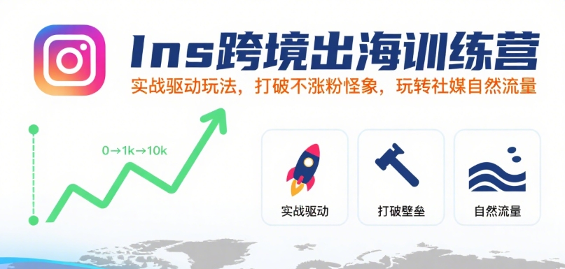 Ins跨境出海训练营，实战驱动玩法，打破不涨粉怪象，玩转社媒自然流量-网创吧