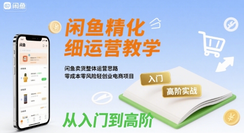闲鱼精细化运营入门+高阶实战教学，闲鱼卖货整体运营思路，零成本零风险轻创业电商项目-网创吧