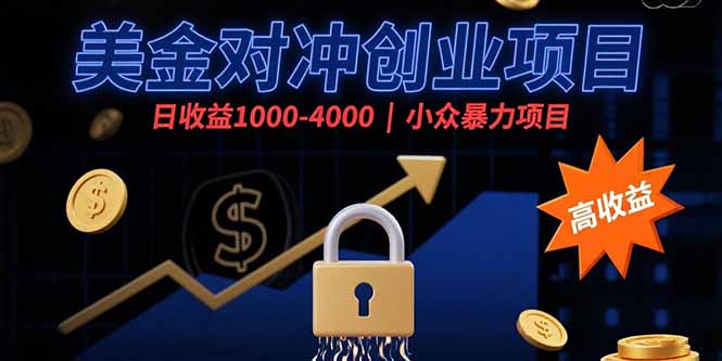 美金对冲创业项目，日收益1000-4000，小众暴力项目-网创吧