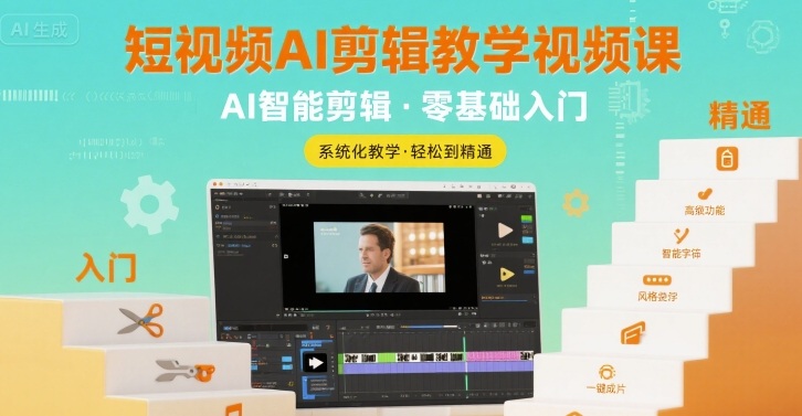 短视频AI剪辑教学视频课，入门到精通-网创吧