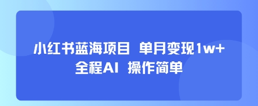小红书蓝海项目 单月变现1w+ 全程AI 操作简单-网创吧