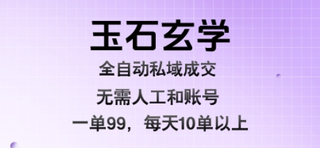 玉石玄学全自动私域成交，一单99每天十单以上，无需人工和矩阵账号，蓝海项目直接干【揭秘】-网创吧