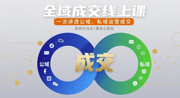 全域成交线上课，一次讲透公域、私域运营成交-网创吧