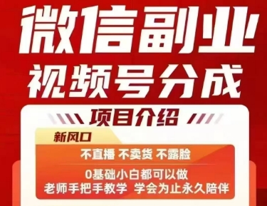 微信副业视频号分成，不直播 不卖货 不露脸，三五分钟即可完成一条作，每日收益几十、几张不等-网创吧