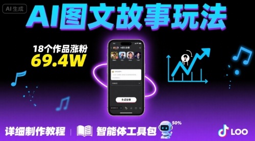 抖音爆火的ai图文故事玩法，18个作品涨粉69.4W，详细制作教程+智能体-网创吧