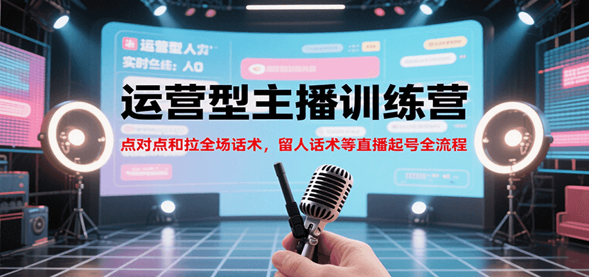 运营型主播训练营，点对点和拉全场话术，留人话术等直播起号全流程(更新8月)-网创吧