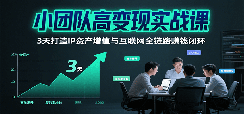小团队高变现实战课，3天打造IP资产增值与互联网全链路赚钱闭环(第二期)-网创吧