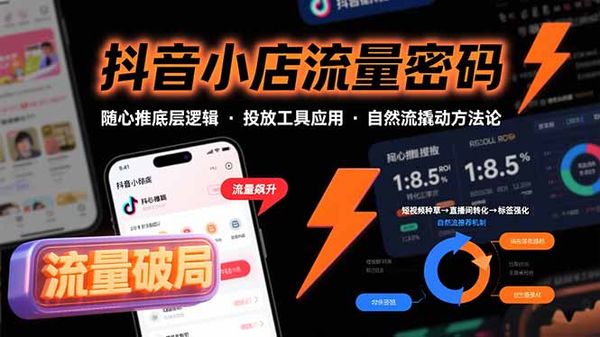 抖音小店流量密码，随心推底层逻辑，投放工具应用，自然流撬动核心方法论-网创吧