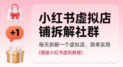 小红书虚拟店铺拆解社群，每天拆解一个虚拟店，简单实用(赠送小红书虚拟教程)-网创吧
