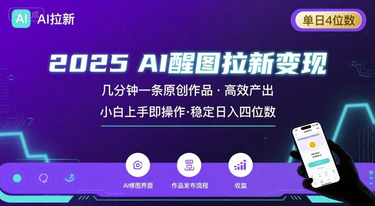 2025最强AI醒图拉新，几分钟一条原创作品，单日收入4位数，小白也能上手操作-网创吧