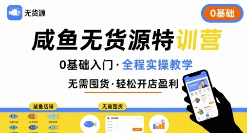 无货源特训营，0基础带你玩转咸鱼无货源-网创吧