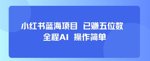 小红书蓝海项目，全程AI，操作简单，已挣五位数-网创吧