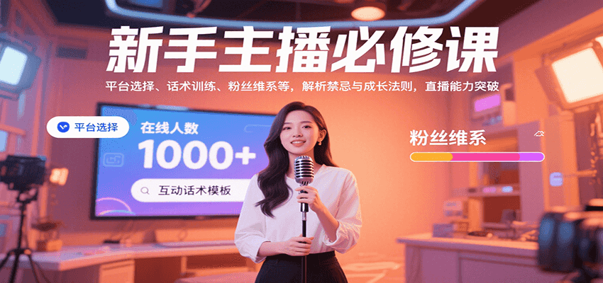 新手主播必修课：平台选择、话术训练、粉丝维系等，解析禁忌与成长法则，突破直播能力-网创吧