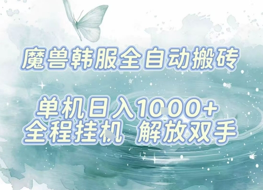 最新韩服游戏搬砖，单机日入1k+，全自动运行挂G项目，解放双手【揭秘】-网创吧