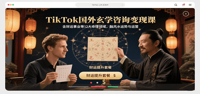 TikTok国外玄学咨询变现课，含财运事业等12大命理领域，融风水运势与运营-网创吧