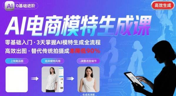 AI模特进阶课程，0基础高效生成逼真电商模特图-网创吧
