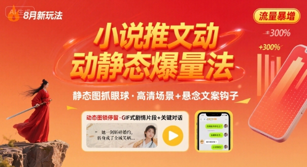 8月小说推文全新玩法，动静态图片+搭配小说文案爆量玩法-网创吧