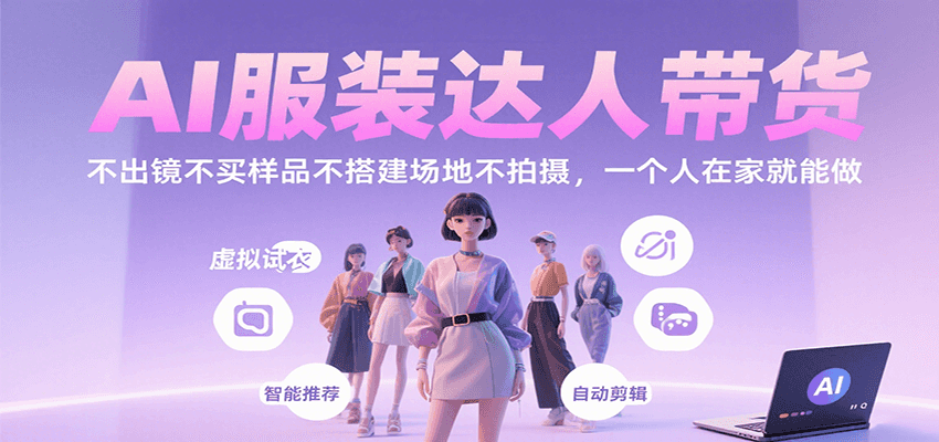 AI服装达人带货，不出镜不买样品不搭建场地不拍摄，一个人在家就能做-网创吧