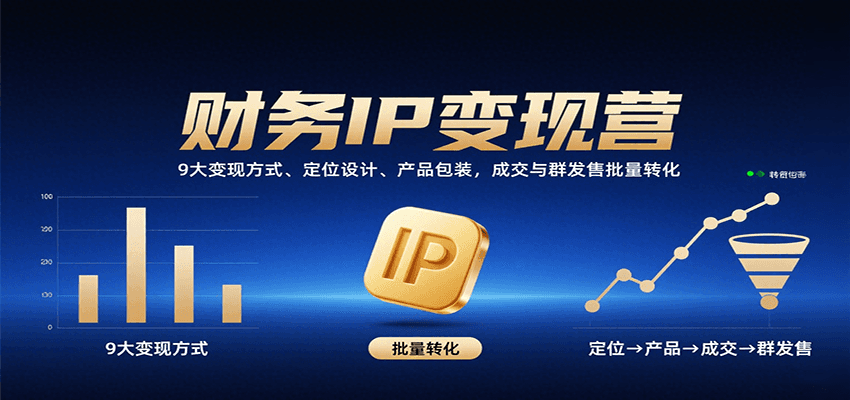 财务IP变现营：9大变现方式、定位设计、产品包装，成交与群发售批量转化-网创吧