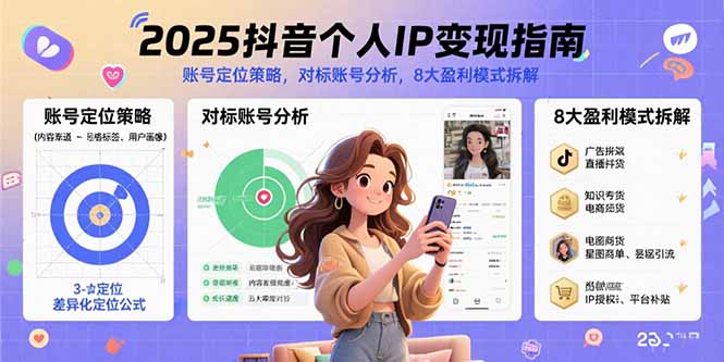 2025抖音个人IP变现指南，账号定位策略，对标账号分析，8大盈利模式拆解-网创吧
