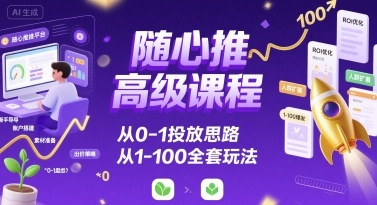随心推高级课程，从0-1投放思路，也有从1-100的全套玩法-网创吧