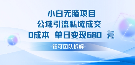 小白无脑项目公域引流私域成交0成本单日变现680米-网创吧