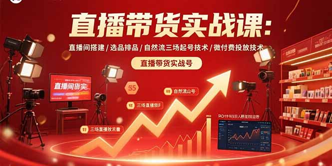 直播带货实战课：直播间搭建/选品排品/自然流三场起号技术/微付费投放技术-网创吧