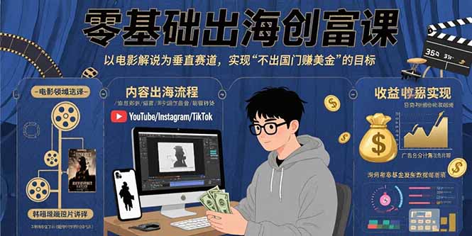 零基础出海创富课：以电影解说为垂直赛道，实现不出国门赚美金的目标-网创吧