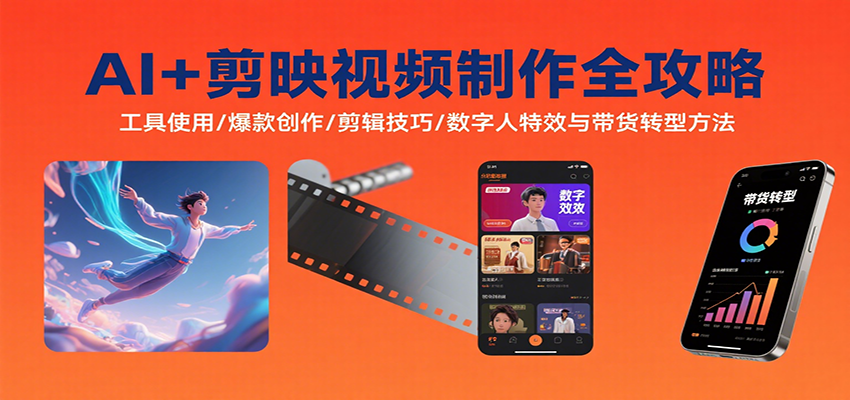 AI+剪映视频制作全攻略：工具使用/爆款创作/剪辑技巧/数字人特效与带货转型方法-网创吧