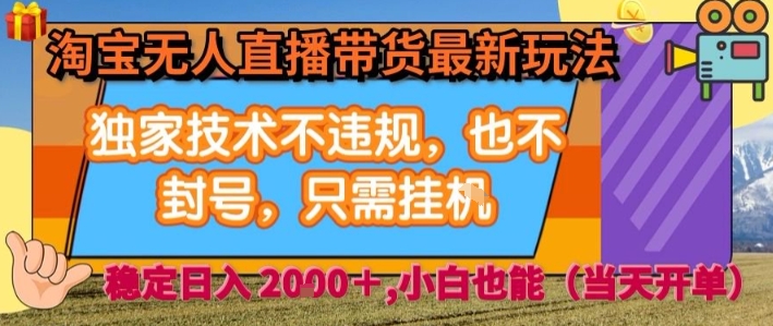 淘宝无人直播带货最新玩法，独家技术不违规，也不封号，全自动运行，只需挂着，  稳定日入2k【揭秘】-网创吧