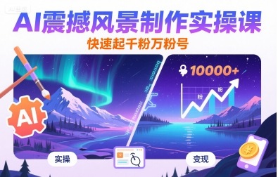 AI震撼风景制作实操课，快速起千粉万粉号-网创吧