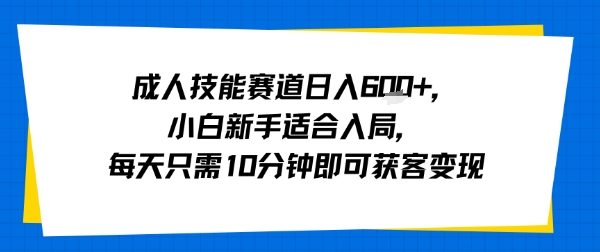 成人技能赛道日入多张，小白新手适合入局，每天只需10分钟即可获客变现-网创吧