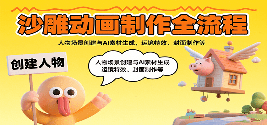 沙雕动画制作全流程：人物场景创建与AI素材生成，运镜特效、封面制作等-网创吧