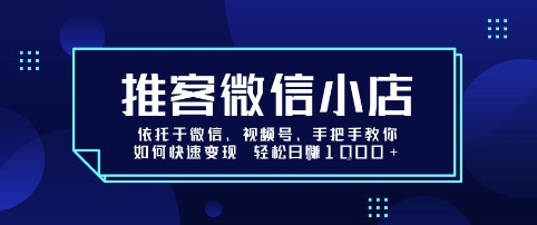 推客微信小店依托于微信、视频号，手把手教你如何快速变现 轻松日入1k+【揭秘】-网创吧
