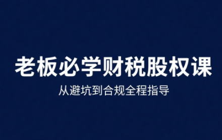 唐老师·25年企业财税与股权实战课-网创吧