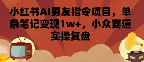 小红书AI男友指令项目，单条笔记变现1w+，小众赛道实操复盘-网创吧