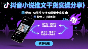 抖音小说推文干货实操分享，混剪+AI图片卡特效爆量全流程，0粉丝0门槛可做-网创吧