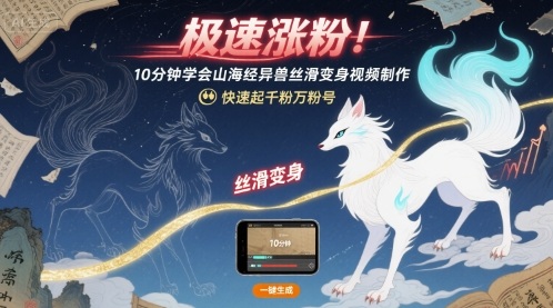 极速涨粉！10分钟学会山海经异兽丝滑变身视频制作，快速起千粉万粉号-网创吧
