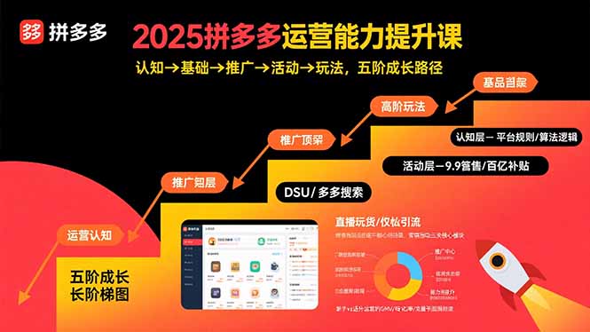 2025拼多多运营能力提升课：认知→基础→推广→活动→玩法，五阶成长路径-网创吧
