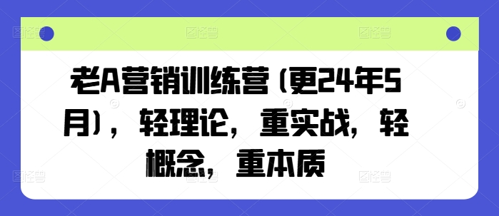 老A营销训练营(更25年8月)，轻理论，重实战，轻概念，重本质-网创吧
