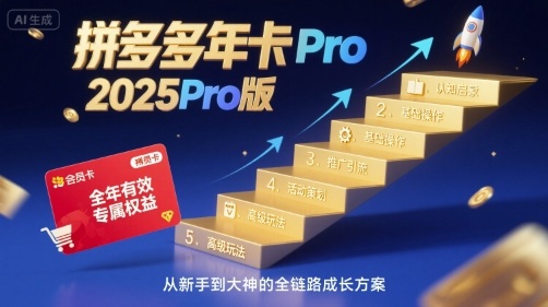 拼多多年卡2025Pro版，五大板块从认知到基础、从推广到活动、从活动到玩法-网创吧